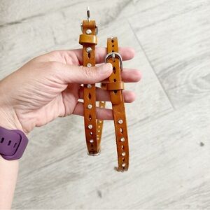 Thin Rhinestone Leather Belt